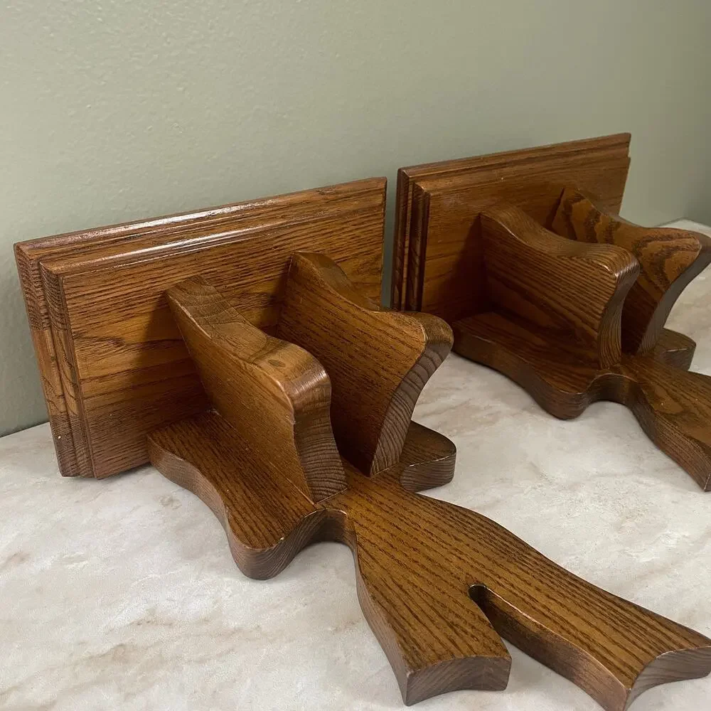 Vintage Solid Wood Coquette Bow Wall Shelf Set of 2